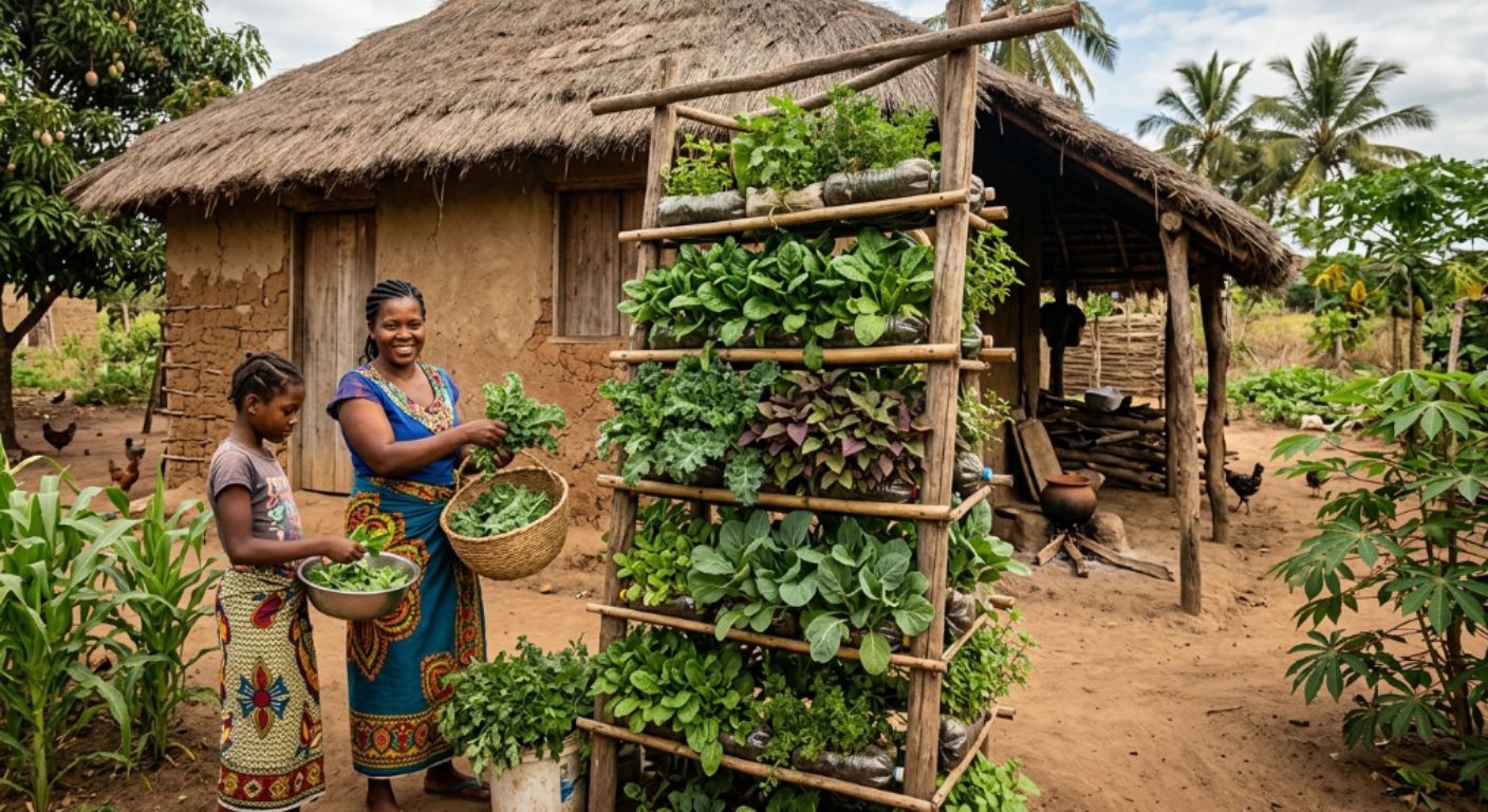 Horta Vertical Caseira: Maximizar Produção de Hortaliças em Pequenos Quintais de Moçambique